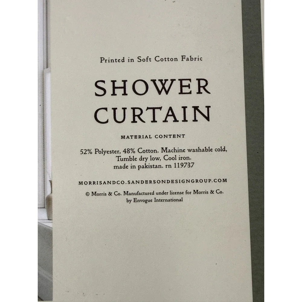 William Morris Shower Curtain Larkspur Mineral Fabric‎ Botanical Floral Leaves